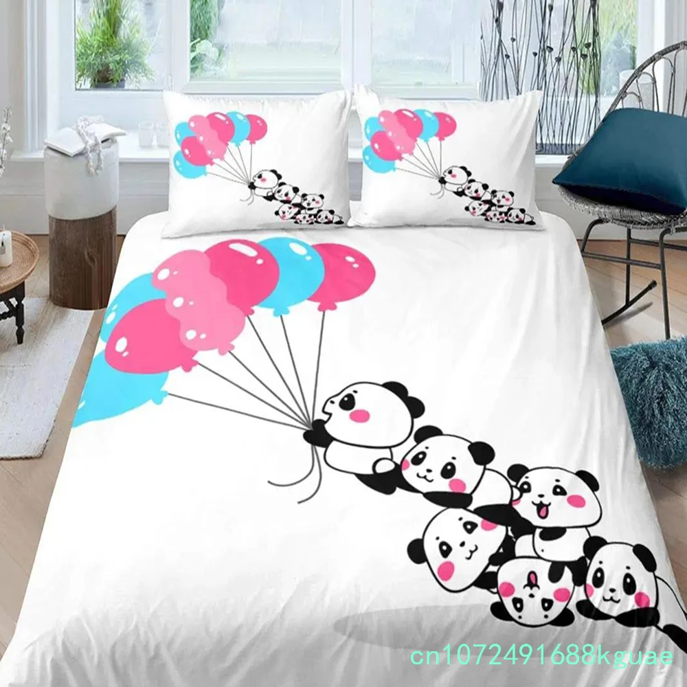 Watercolor Duvet Cover Hand Painted Style Floating Hot Air Balloons Clouds Print Decorative Bedding Set Blue Pink Coral Children
