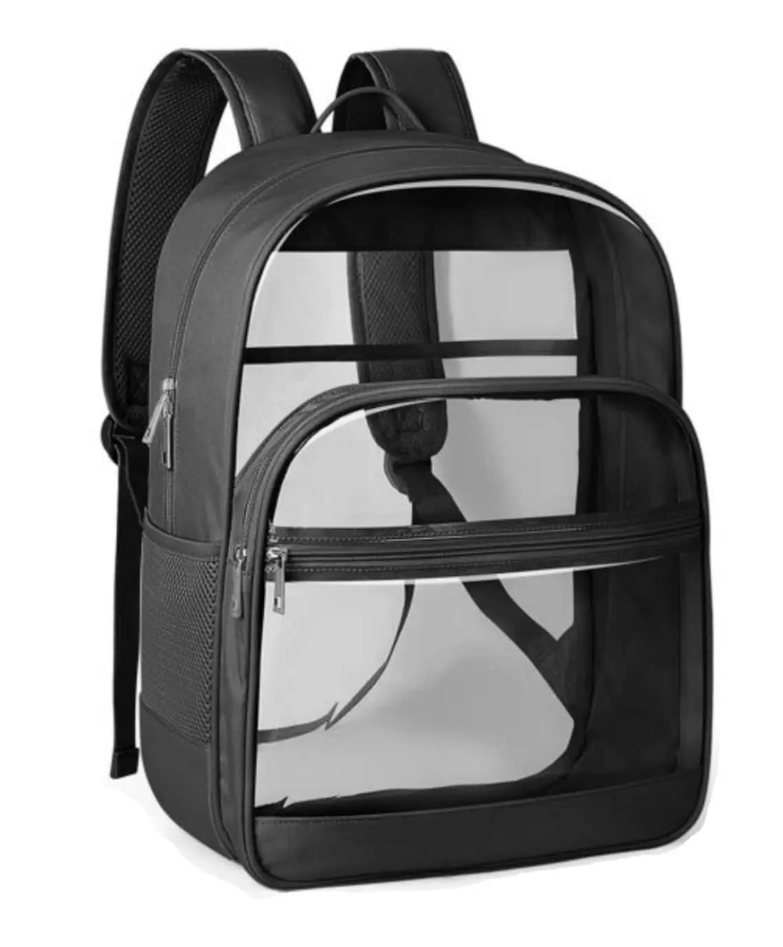 Clear Backpack, Heavy Duty Transparent Bookbag for School, Fabric & PVC Transparent Backpack with Reinforced Strap for Women Men