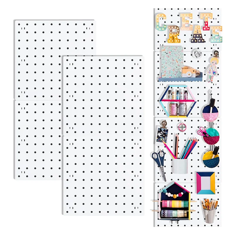 Pegboards Wall Organizer Panels, Pegboard for Wall, Craft Room, Kitchen, Garage, Living Room, Bathroom, 4Pcs