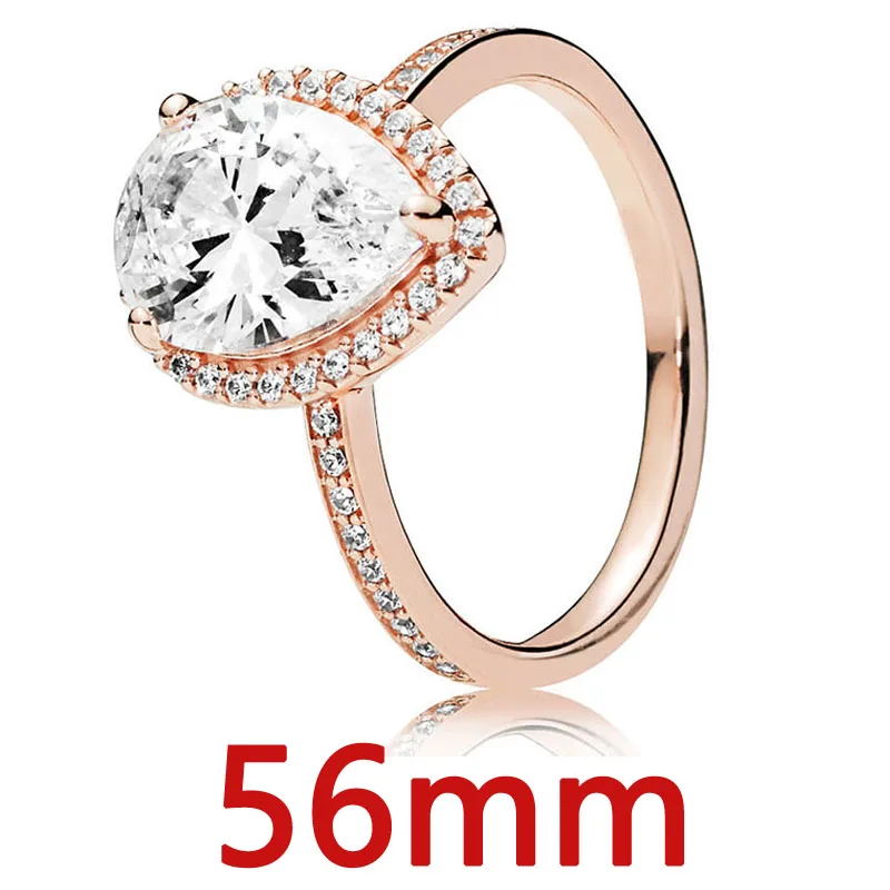 Women's 925 Sterling Silver Rose Gold Radiant Teardrop Ring Set