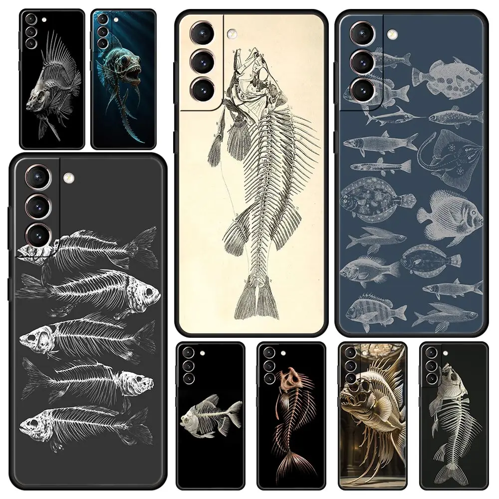 Fish Bone Phone Case for Samsung Galaxy S26 S25 S24 S23 S22 S20 S21 FE Ultra S25 Edge Plus 5G Soft TPU Cover Fundas Capas Bags