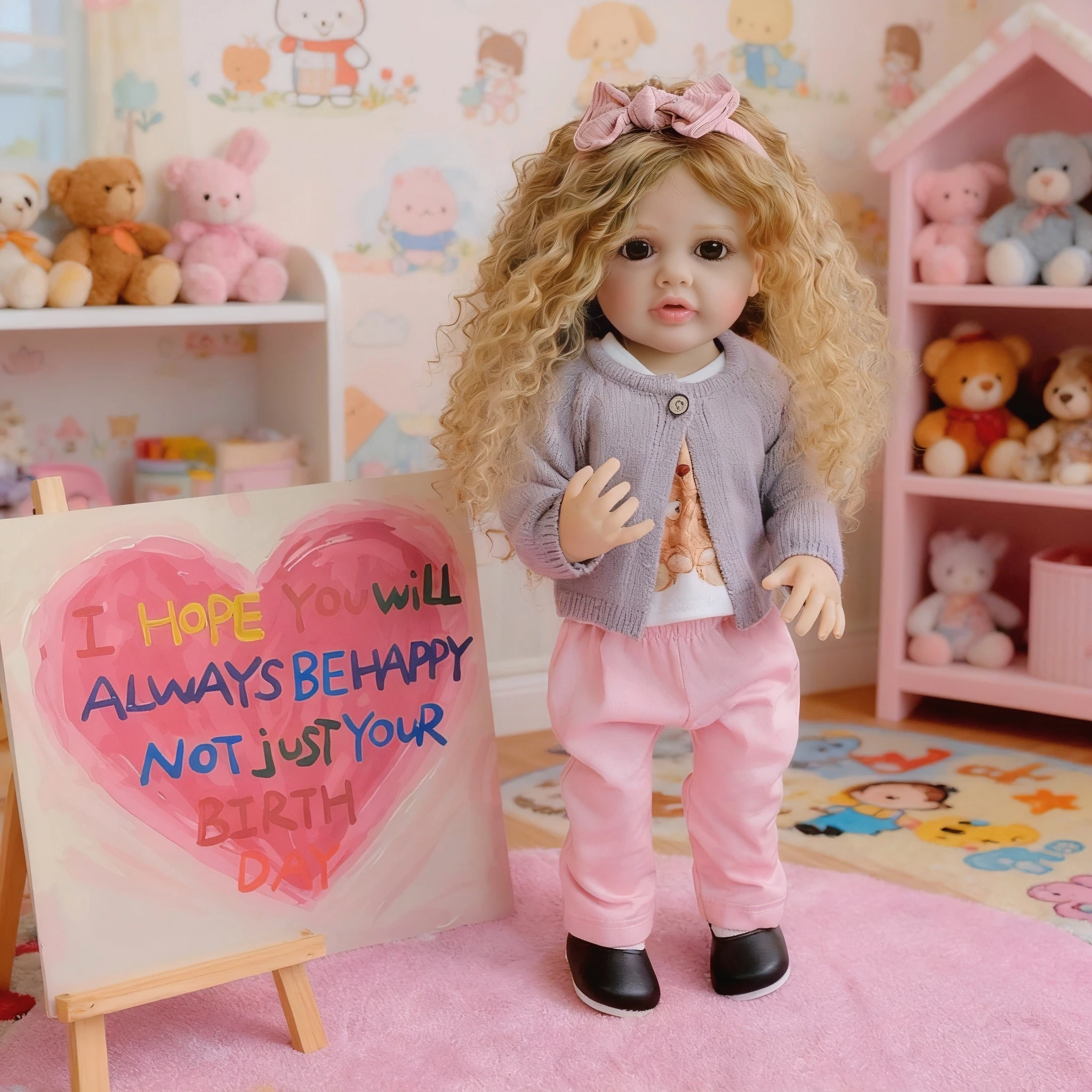 22 pollici/55 cm intero corpo in vinile rinato bambina principessa Betty pittura dettagliata a mano parrucca capelli giocattolo impermeabile per ragazze