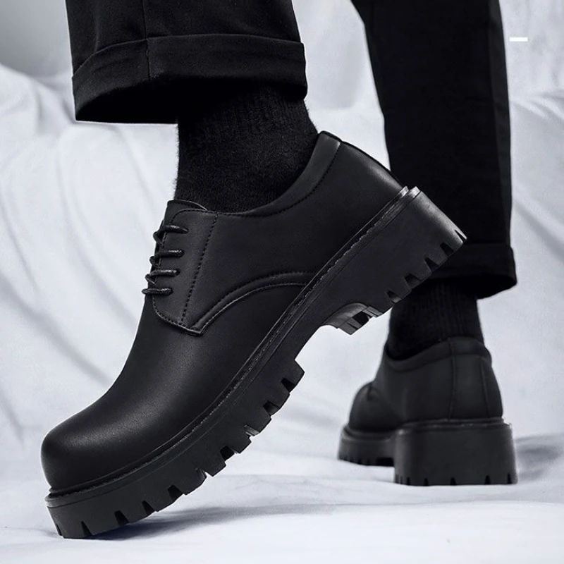 Men 2026 New Korean Style Versatile Brogue Business Casual Leather Shoes