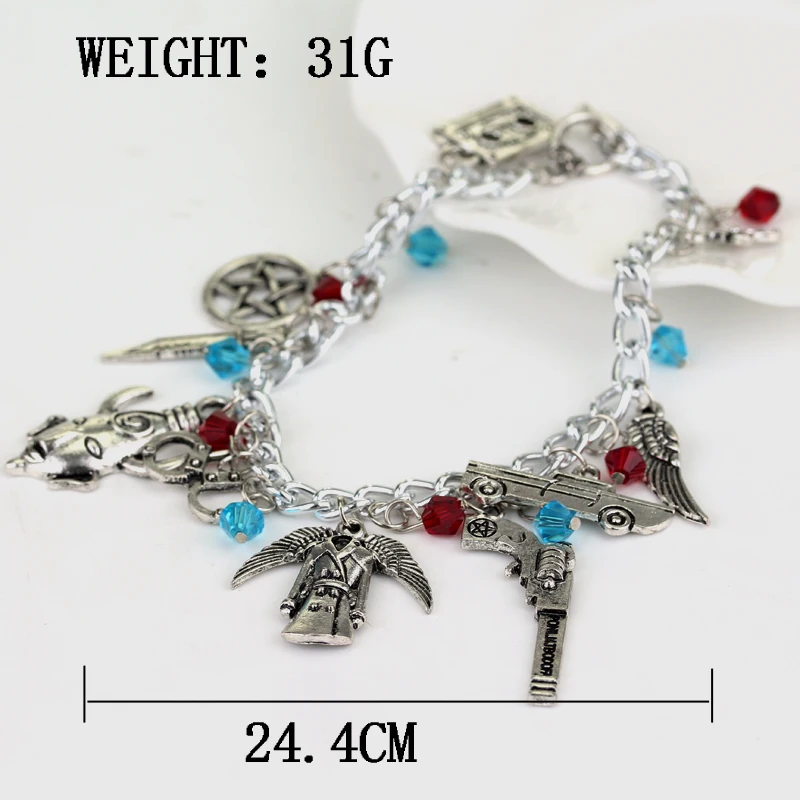 Supernatural Deaf Protection Talisman Charm Female Role-Playing Pentagram Bracelet Winchester Jensen Ackles Skull Ball Bracelet