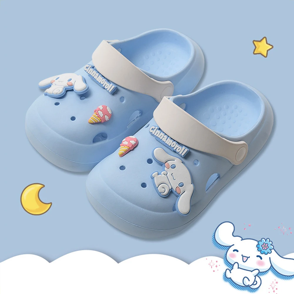 Kawaii Childrens Slippers Anime Cute Kuromi My Melody Cinnamoroll Cartoon Summer Sandals Outdoors Beach Garden Anti-Slip Sandals