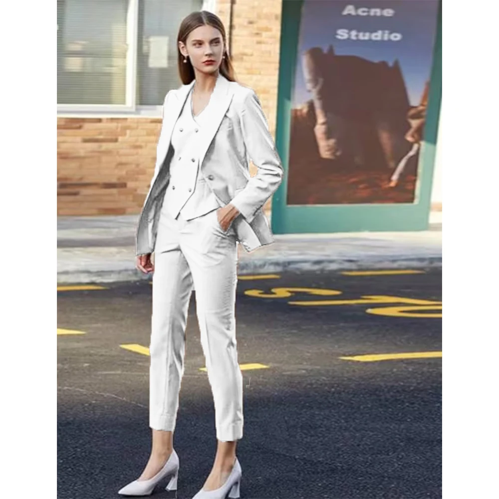 

3 Piece Woman Clothes Blazer Vest Pants Women's Trouser Suit for Autumn Office Sets Female High Quality Set