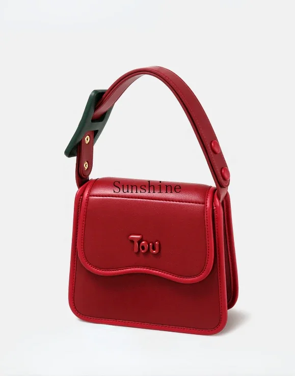 Cherry small square bag women's high-end fashion portable red shoulder messenger bag