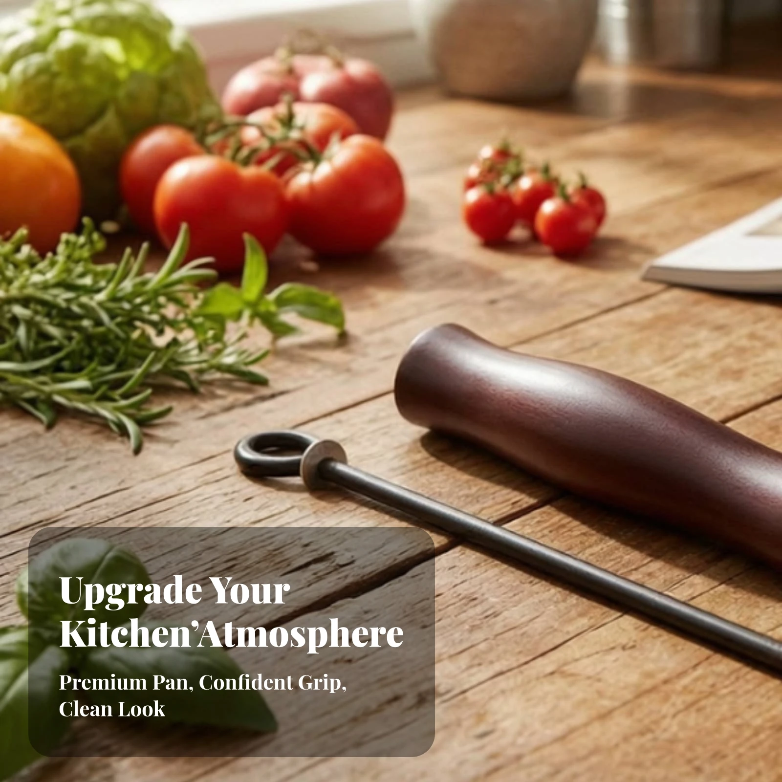 Wok Handle with Hanging Loop Ergonomic Wok Handle Hardware Detachable Non-Slip for Home Cooks, Cookware Repair, Kitchen