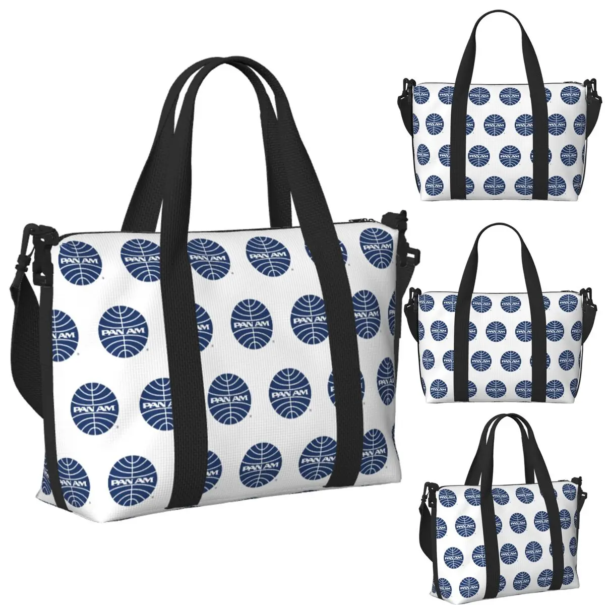 

Пользовательские Pan Am Mid 1950s Globe Перевернутая пляжная дорожная сумка Большая вместительная сумка-тоут для спортзала Йога Женская дорожная сумка для покупок