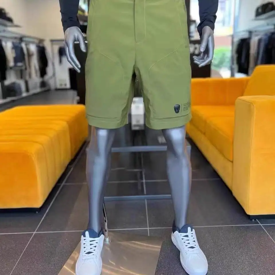 Men New Summer Golf Pure Color Logo Breathable Shorts, Sports Cool And Comfortable Golf Shorts