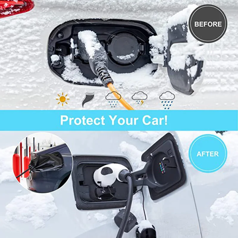 Waterproof Snow Rain Protection EV Charger Cover Outdoor Dust Cover Drawstring All-inclusive Sun-proof Car Charging Port Cover