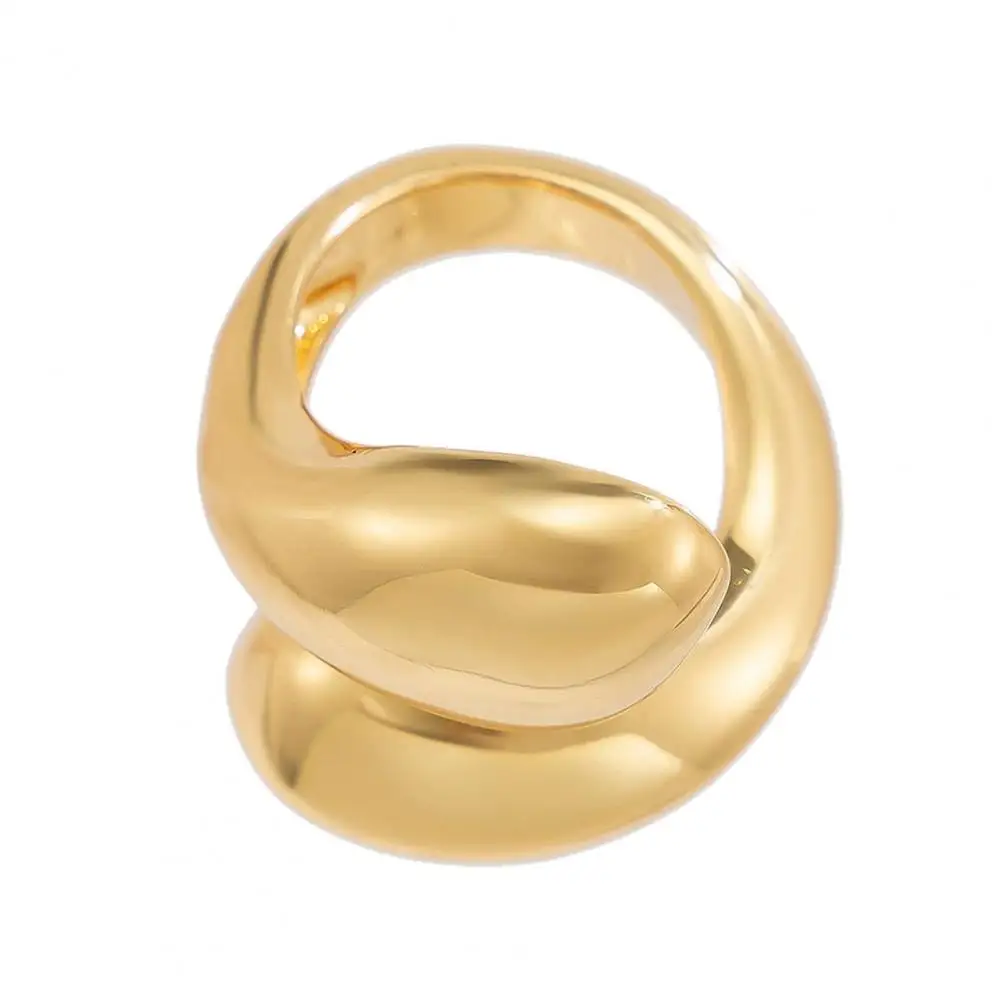 Detailed Design Ring Women’s Oversized Hop Ring Irregular Twisted Waterdrop Alloy Band Glossy Pleated Fashion Accessory