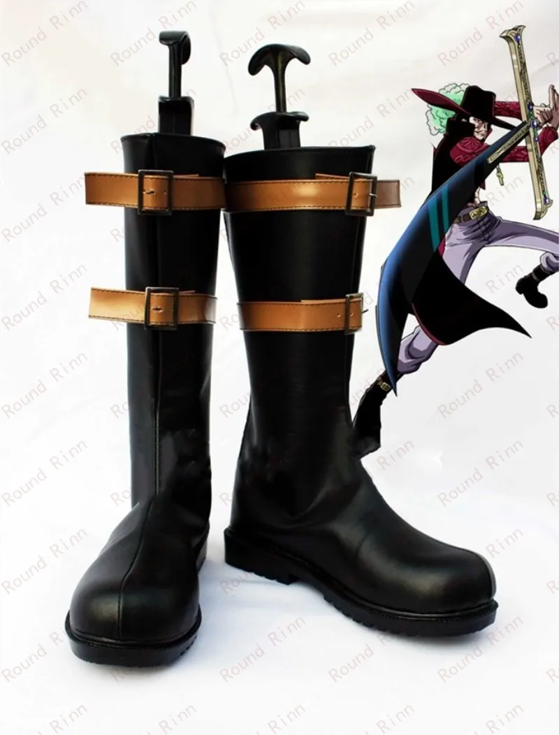 

Костюм для косплея JP Anime Hawk-Eye Dracule Mihawk, черные ботинки ручной работы из искусственной кожи