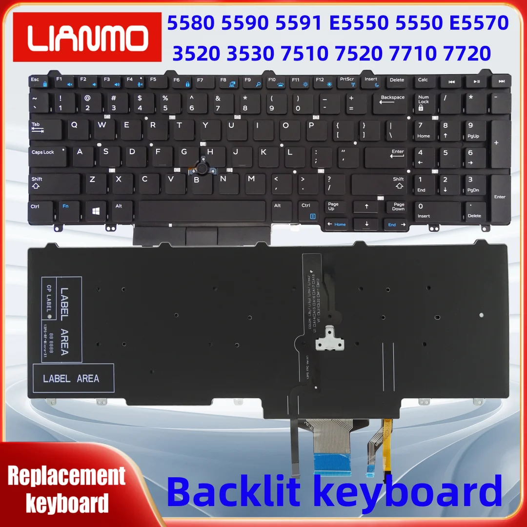 US/DE/SP/LA/UK/FR For Dell Latitude E5550 E5570 5580 5590 5591 P53F M3510 3520 7510 7710 7720 7510 7520 backlight keyboard