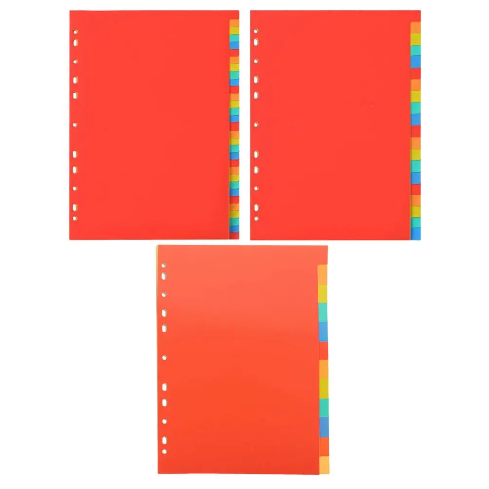 แผ่นแบ่งแฟ้มสี 3 ชุด ทำจากพีวีซี สำหรับจัดระเบียบสมุดโน้ต แฟ้มเอกสาร แฟ้มจัดเก็บเอกสาร ขนาด A4