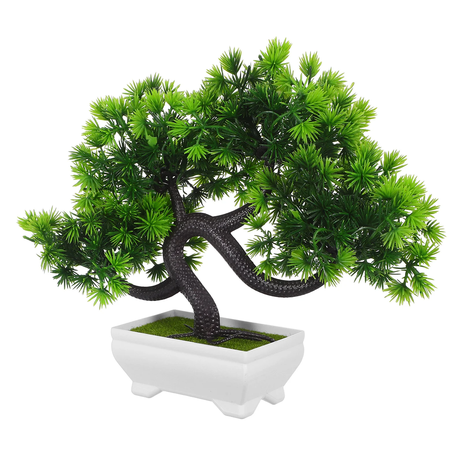 

1Pcs Simulation Pine Greeting Guests Potted Plant Lifelike Plastic Mini Green Bonsai for Home Office Hotel Garden Decoration