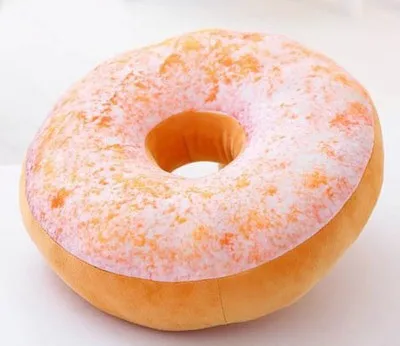 38cm 3D Donut Kussen Schattig Pluche Rond Taart Kussen Sofa Zitkussen Kantoor Napmat Beste Verjaardagscadeau voor Kinderen Huisdecoratie