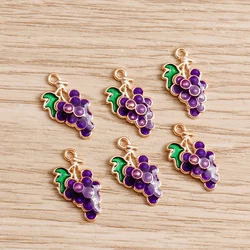 10pcs 9x17mm Cute Enamel Fruit Grape Charms Pendants for Jewelry Making Earrings Necklace Bracelet DIY Handmade Crafts Supplies