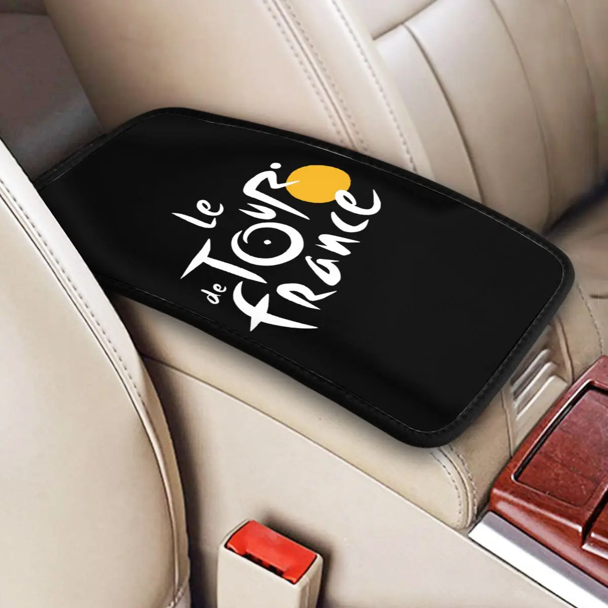 Custom Le Tour The France Center Console Pad Box French Bicycle Car Armrest Cover Mat Universal Breathable Interior Cushion