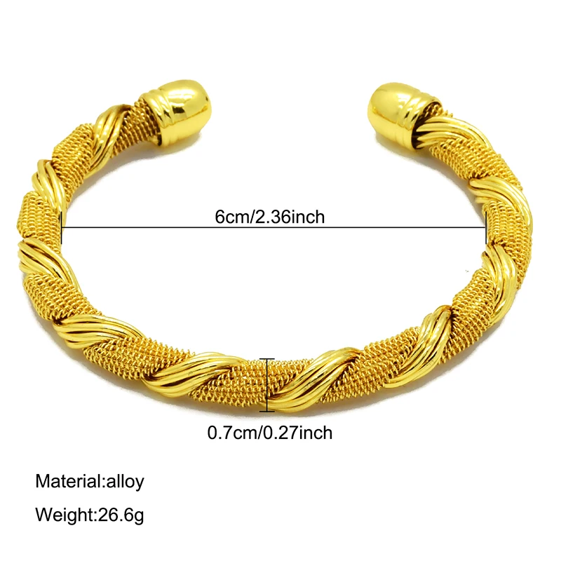 ANIID Dubai Gold Bracelet for Women Wedding West Indian Cuff Bangle Bracelet 24K Gold Plated Arabic Hand Jewelry Party Gift