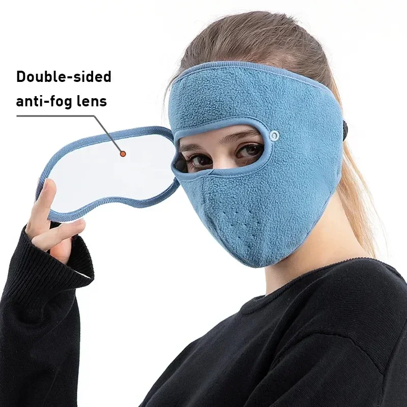 Windproof Anti Dust Full Face Masks Cycling Ski Breathable Masks Eye Shield HD Anti Fog Goggles Hood Cover Winter Warm Hat Caps