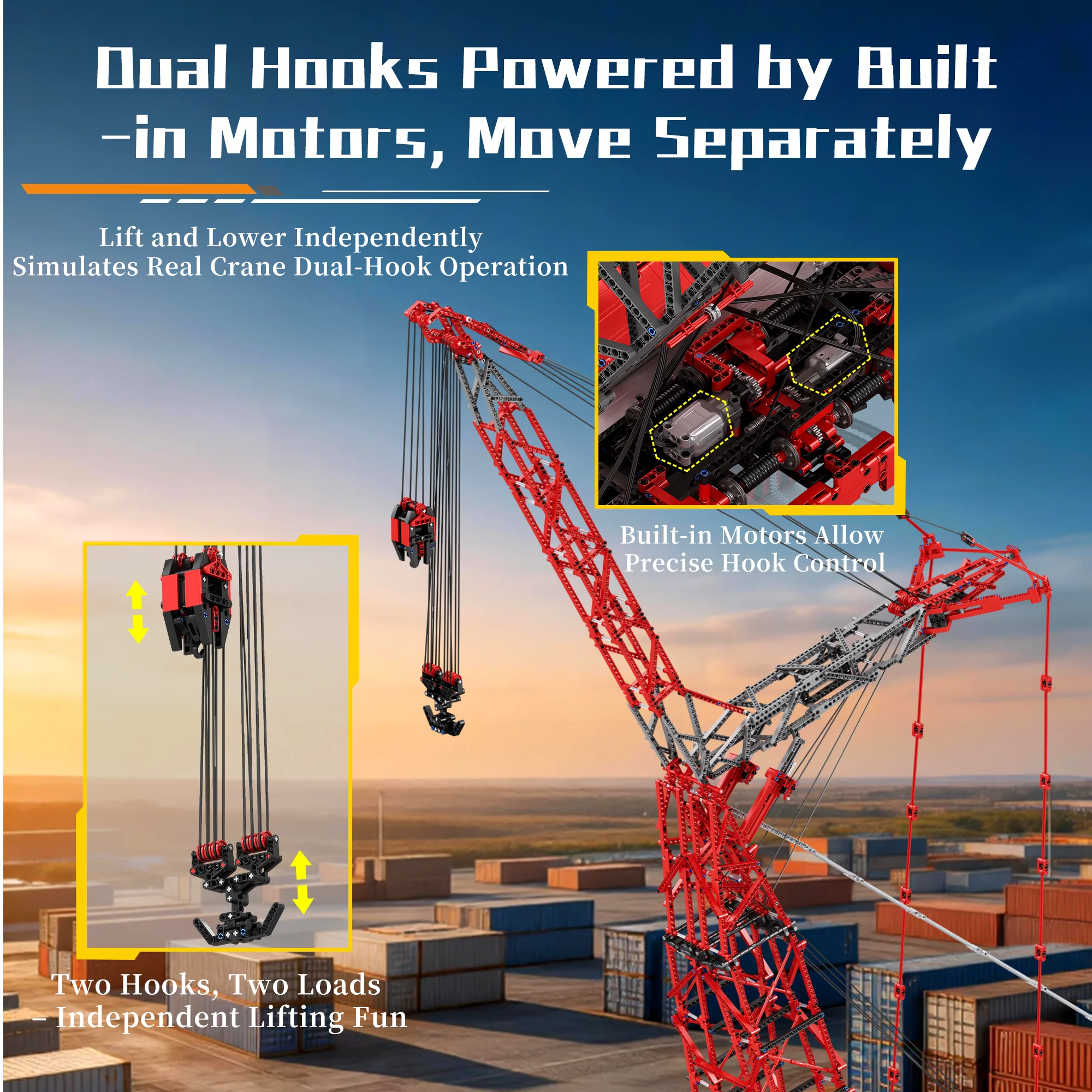 

1:80 Scale Land-Based Ring Crane Bricks Set Realistic Mechanical Structure Complex Assembly Toy Home Office Decor Holiday Gift