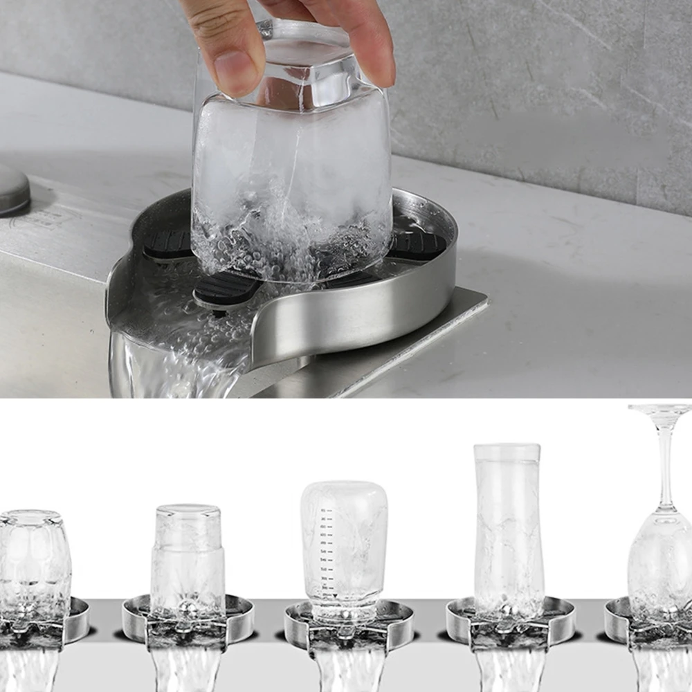 G3/8 Стеклянная промывочная машина из нержавеющей стали, Автоматический очиститель чашек, Ополаскиватель для стекла для кухонной мойки Очиститель чашек для стекла, пива, кофе, молока, чая