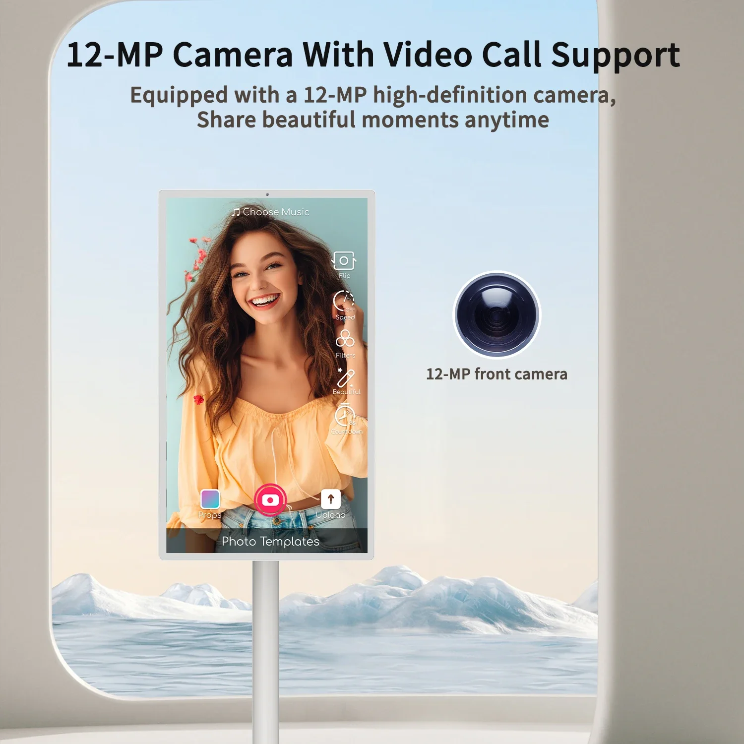 VTA + 2024 MTK8183 이동식 21.5 인치 안드로이드 12 터치스크린, 휴대용 TV, 4 + 64G 스탠드 바이 모바일 스마트 TV 태블릿