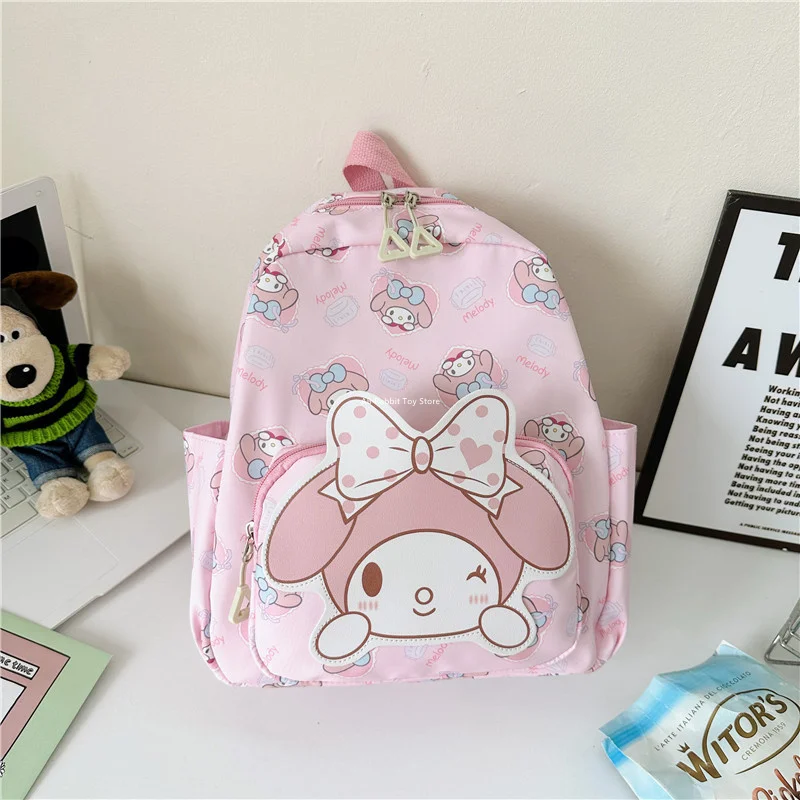 Plecak szkolny Sanrio Hello Kitty Kuromi Cinnamoroll z nadrukiem torba na książki przybory szkolne o dużej pojemności torba na ramię dla dzieci