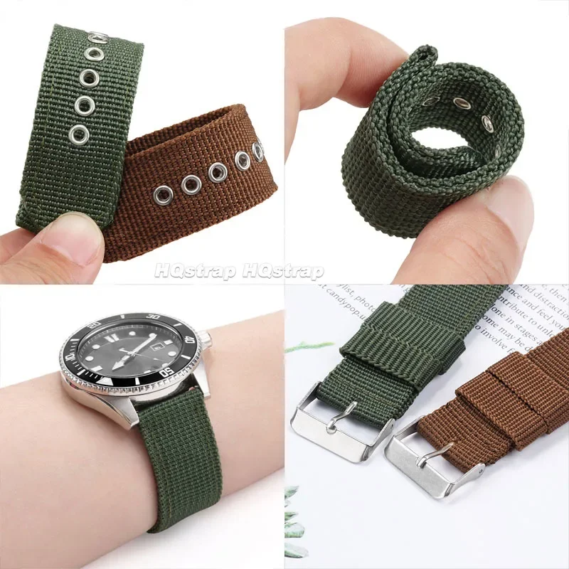 세이코 캔버스 밴드 용 16mm 18mm 20mm 22mm 24mm 나일론 스트랩 오메가 유니버설 팔찌 용 군용 스포츠 편안한 손목 밴드