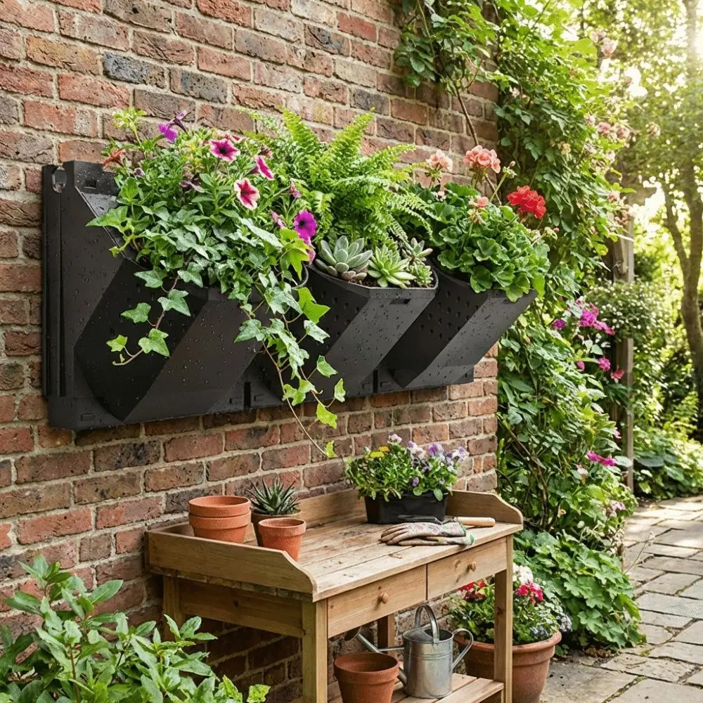 2/3 Holes Wall Flowerpot Self Watering Plastic Plants Grow Container Drainage Holes Stacked Plant Holder Vertical Garden
