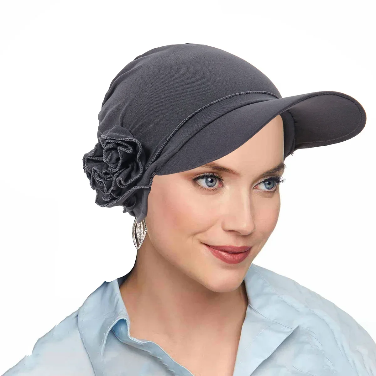 

Новая летняя женская шляпа с широкими полями и цветком, мусульманский хиджаб, тюрбан, капот, шапочки, солнцезащитный козырек, шапки с широкими полями, головной платок от выпадения волос, повязка на голову