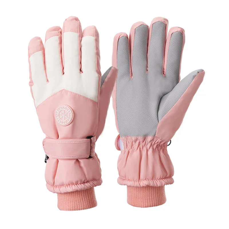 Snowflake Pattern Ski Gloves Oxford Fabric Adult Winter Gloves