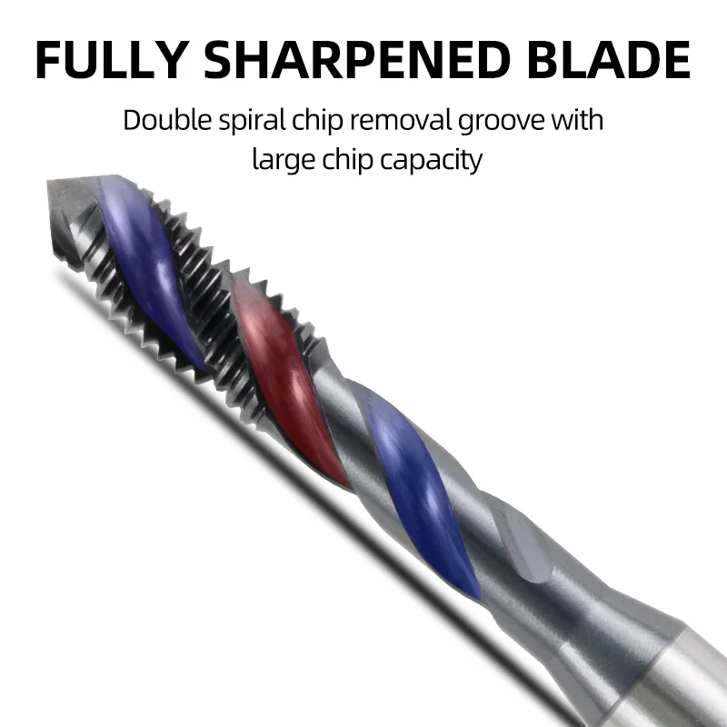 Nano-Coated Machine TapsHigh-Speed Steel With Cobalt HSS-E Apex Straight Flute Taps Spiral Tools M3-M24 Steels Aluminium