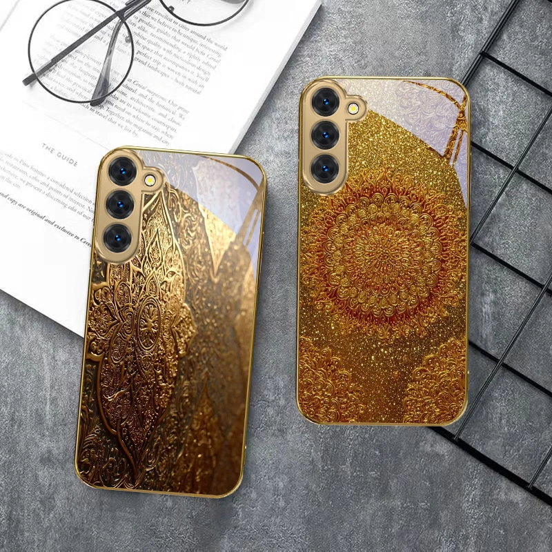 삼성 갤럭시 S20 FE S21 S22 S23 플러스 S24 울트라 S25 울트라 S21+ S9+ S22플러스 골든 클래식 엠블럼 골든 글래스 폰 케이스