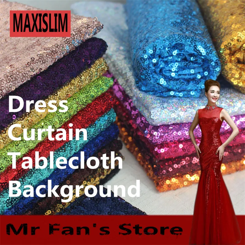 DIY 3MM Sequin Fabric  Decorate Party Performance costume Special Holiday 24Colors Sequin Fabric Sewing Shiny Dress Width125CM