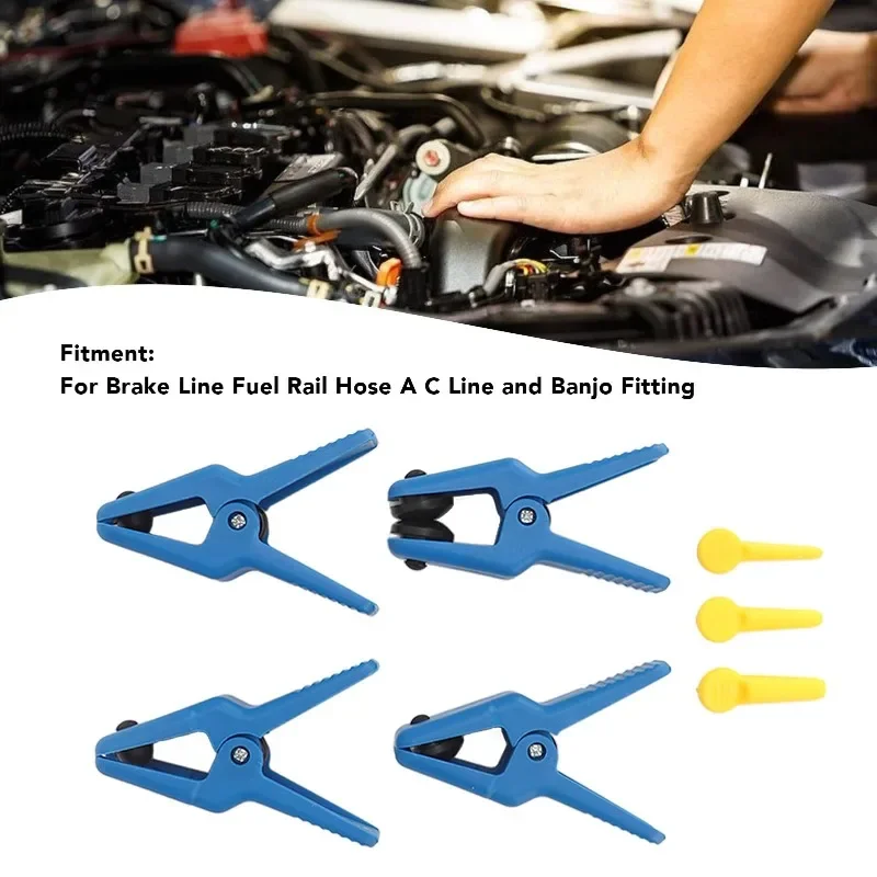 7PCS Fuel & Brake Line Clamp Set, Universal Car & Motorcycle Hose Stopper, Leak Repair Tool with Color-Coded Connectors