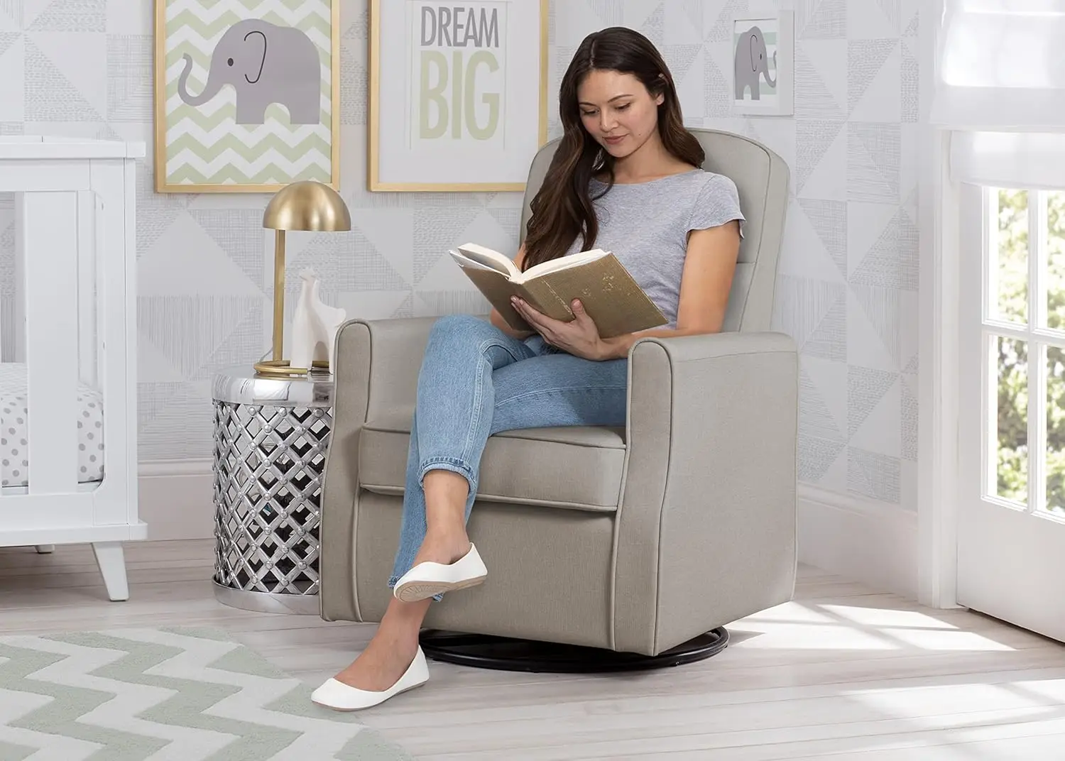 Blair Slim Nursery Glider Swivel Rocker Chair, Taupe