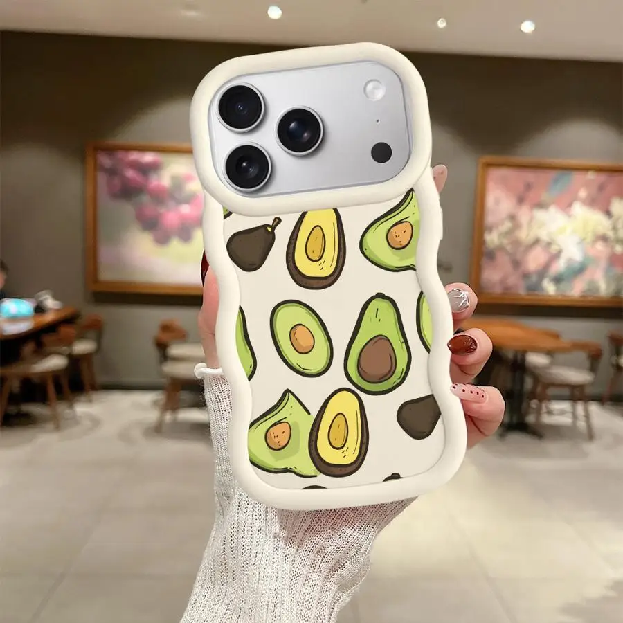 حافظة فواكه الأفوكادو لهاتف آيفون 8 14 11 XR 16 Pro Max 12 17 Air 15 Plus 13 غطاء هاتف ناعم