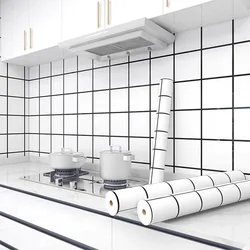 Adhesive Wall Wallpaper Easy Stick High Temperature Resistance Kitchen Cabinets Wall stickers 40cm Waterproof and Oil Resistant