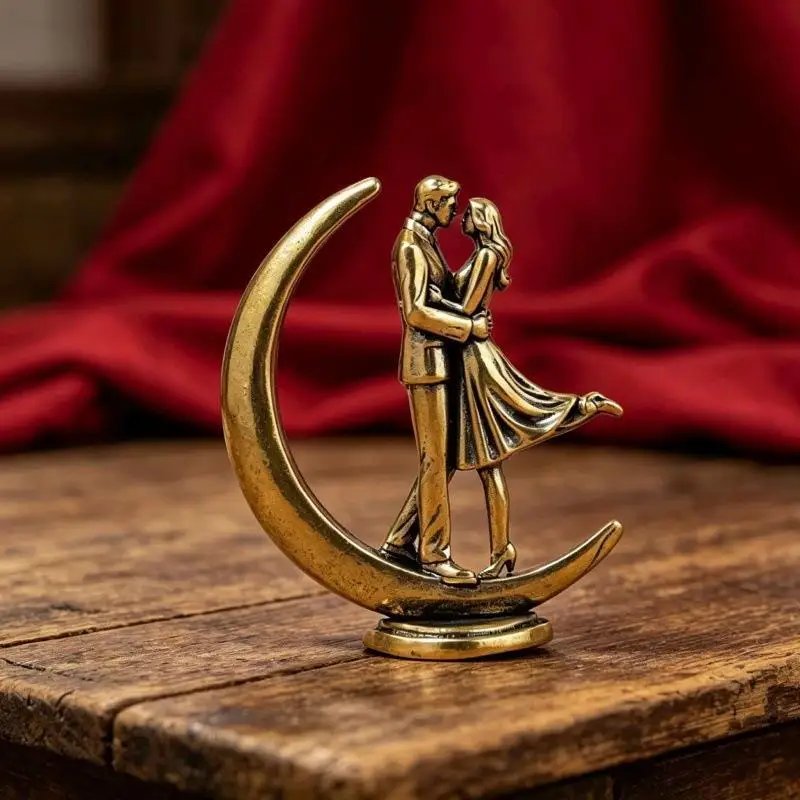Messing-Statue eines umarmenden Paares, moderne Kunstfigur, handgefertigtes, poliertes Liebesornament für Schlafzimmer, Wohnzimmer, Heimdekoration – Detail 10
