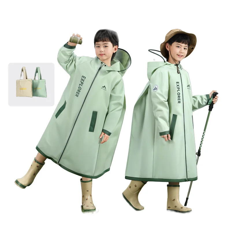 Boys and Girls for School Students Full Body Rain Protection Backpack Seats One-Piece Raincoats - view 5