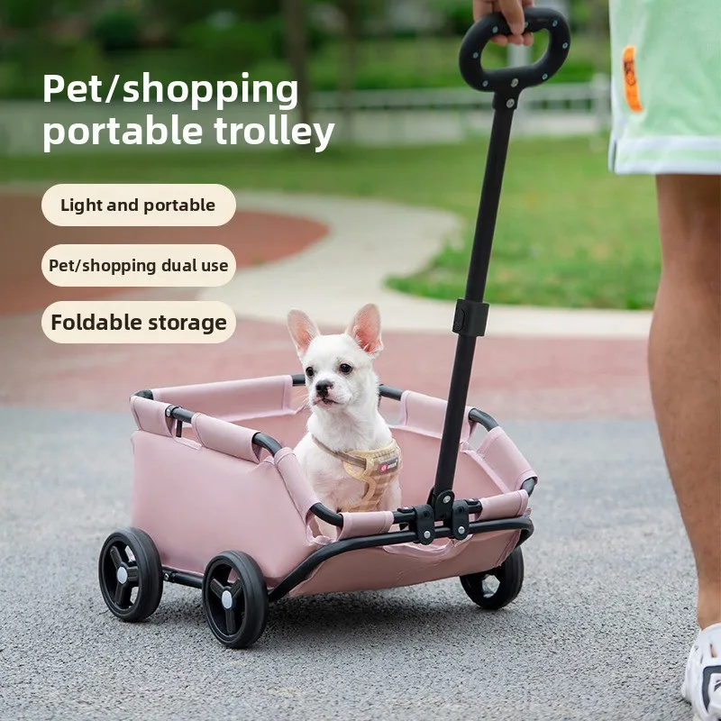 Outdoor portable folding small pet cart, dog cat teddy baby cart