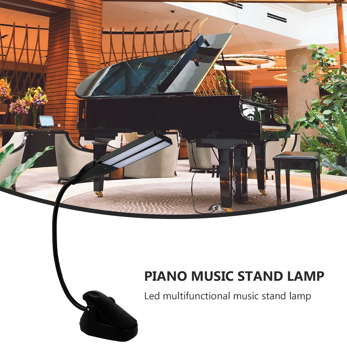 

1Pcs LED Piano Lamp Adjustable Music Score Stand Portable Easy Carry Anti-Skid Clip Power Supply Lamp