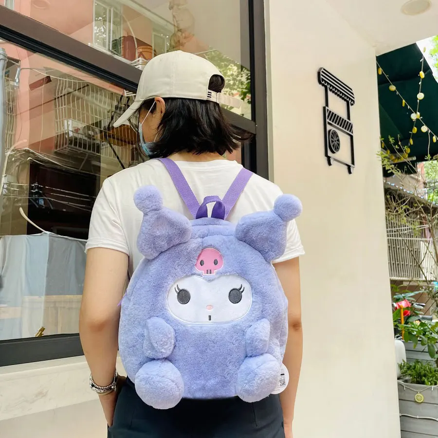 Sanrio Plush Backpack Kawaii Cinnamoroll Kawaii My Melody Plushie Kuromi Bag Purin Dog Anime Plush Animal Gifts for Kids