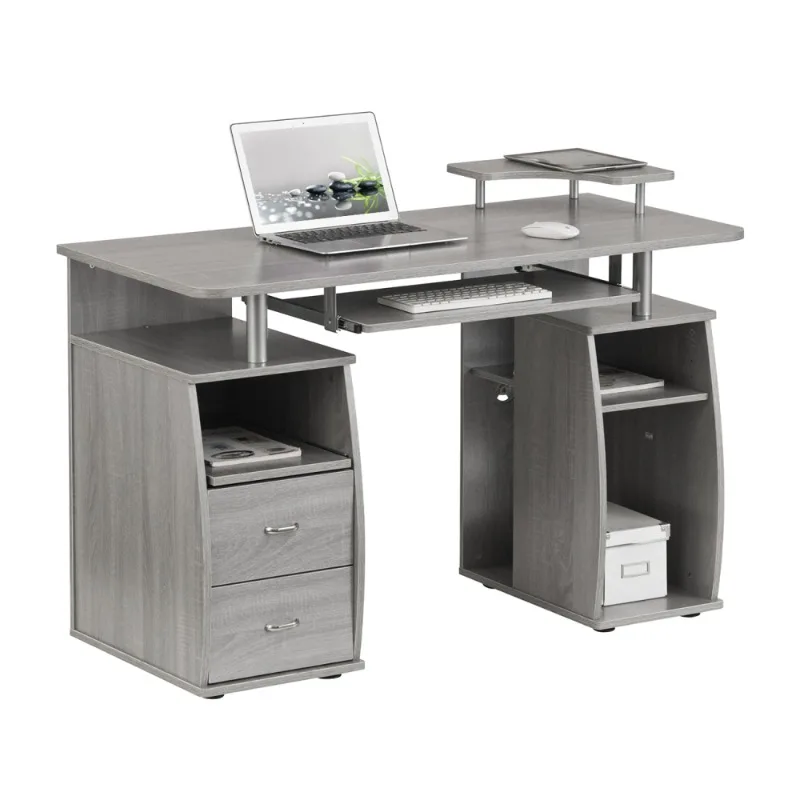 

Complete Computer Workstation Desk With Storage, Grey