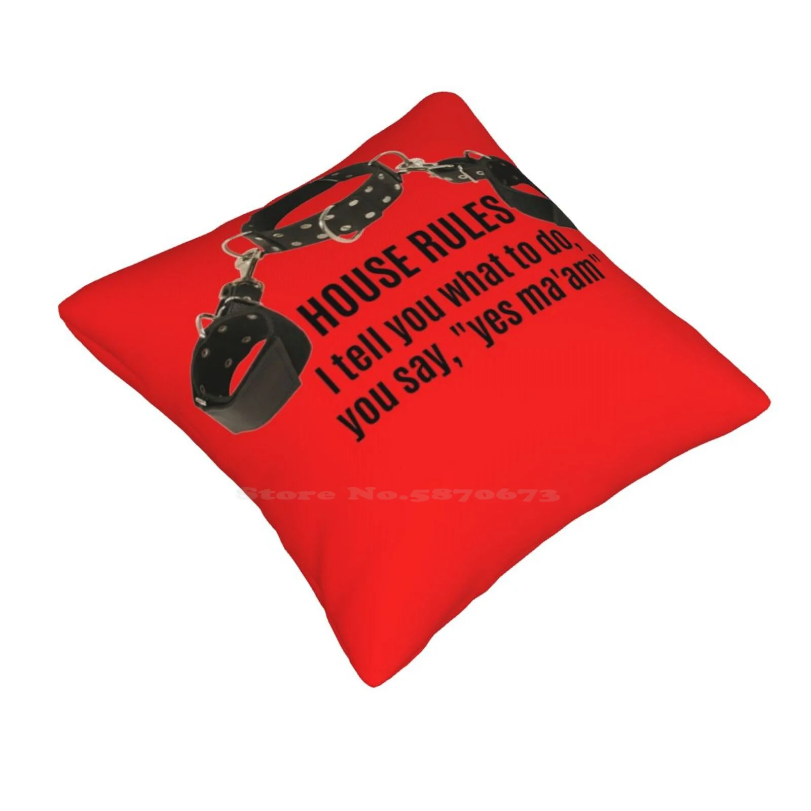 Collar & Cuffs House Rules Female Throw Cushion Pillow Cover Bdsm Bondage Collar Fetish Chains Cuffs Dominant Man House Rules