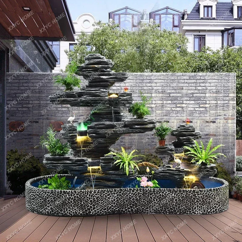 Courtyard Large Rockery Fountain Water Fish Pond Waterscape Indoor Courtyard Villa Floor Ornaments