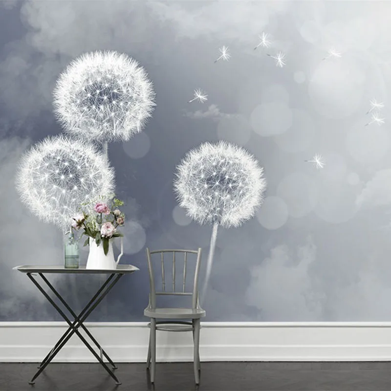 Customized Size Simple Room Home Decor 3D Painted Dandelion Large Murals Wallpaper For Bedroom Living Room Wall Papers