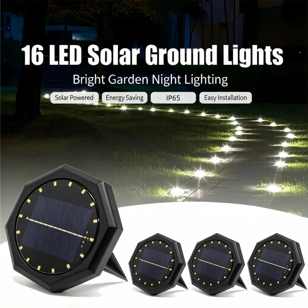 16 LED Waterproof Outdoor  Solar Landscape Lights, Perfect for Patio, Yard, Lawn, Walkway and Garden Pathway.